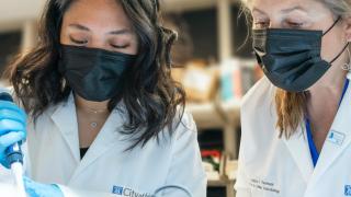 Two researchers in a lab