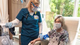 A patient and a healthcare provider