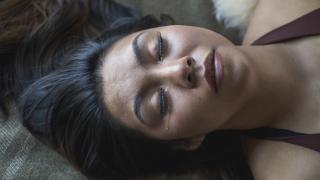 Depressed woman crying