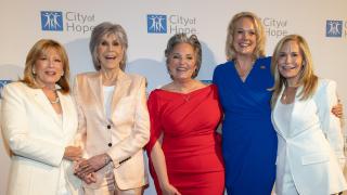 Chapter president Lisa Fuld; honorees Jane Fonda and Gail Grimmett; Kristin Bertell; Amy Rosenblum