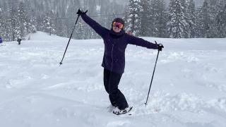 City of Hope patient Bryn Cloud skiing