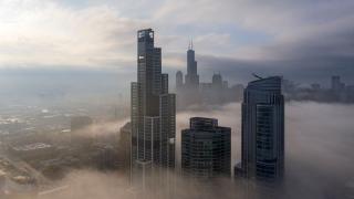 Chicago skyscrapers enveloped in air pollution