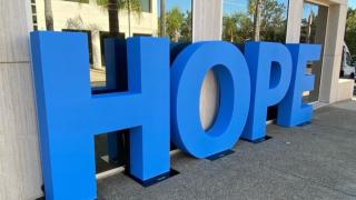 hope in blue letters