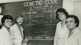 Keichi Itakura, Ph.D., Arthur Riggs, Ph.D., David V. Goeddel, Ph.D. and Roberto Crea, Ph.D.