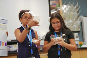 Science experiment in a middle school classroom.