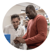 Instructor and a student in a lab